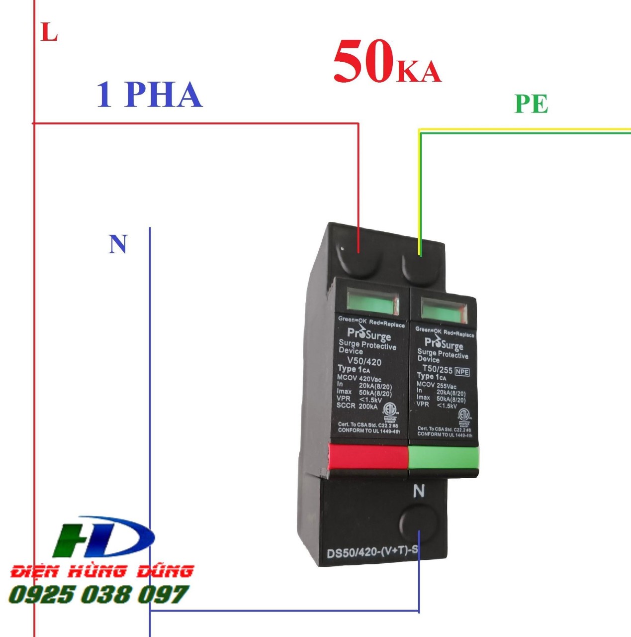 Cách lắp thiết bị chống sét lan truyền 1 pha