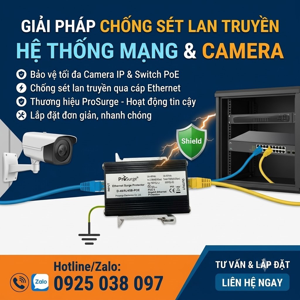 D-48/RJ45B-POE – Thiết Bị Chống Sét LAN Ethernet, Camera PoE